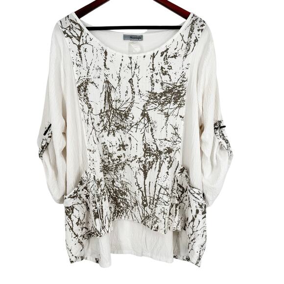 Moonlight by Y & S Sz XL Gray White Wearable Art to Wear Blouse Shirt Top Artsy - Picture 1 of 5